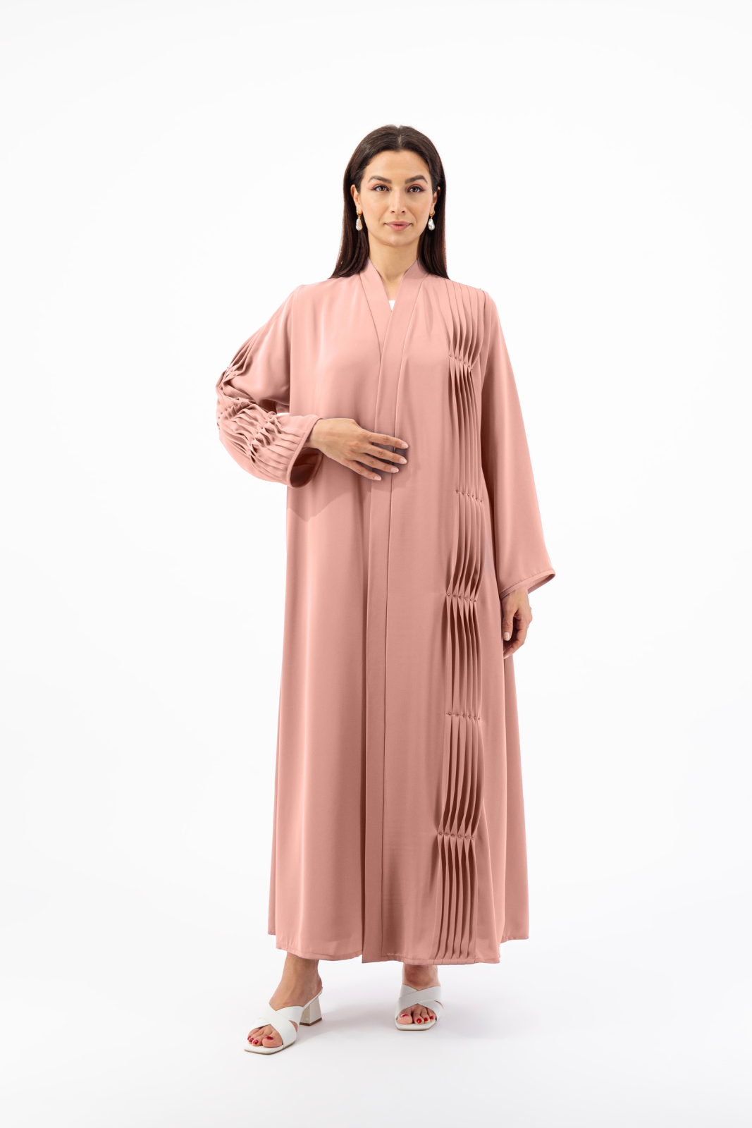 Asymmetrical single pleated Abaya