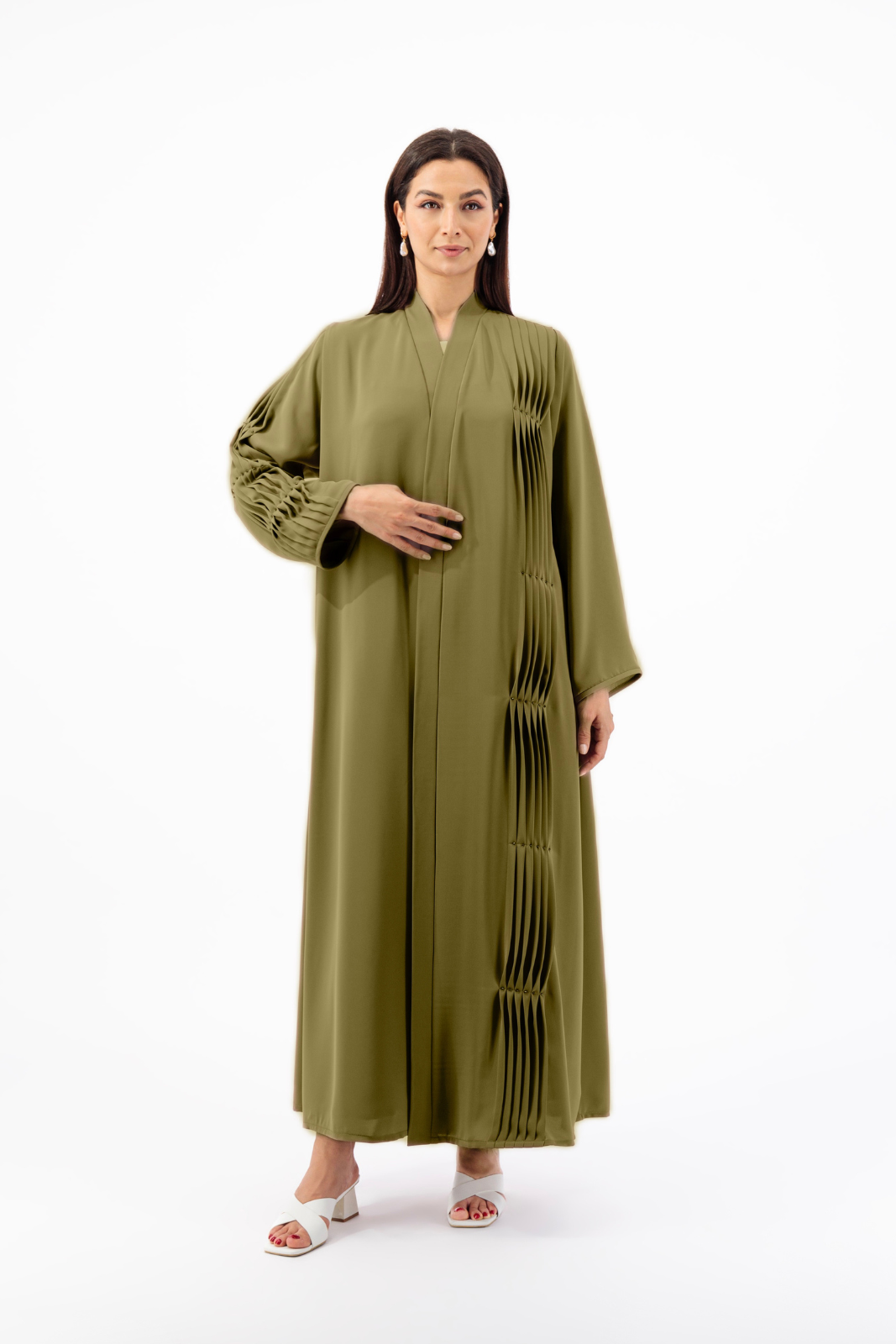 Asymmetrical single pleated Abaya