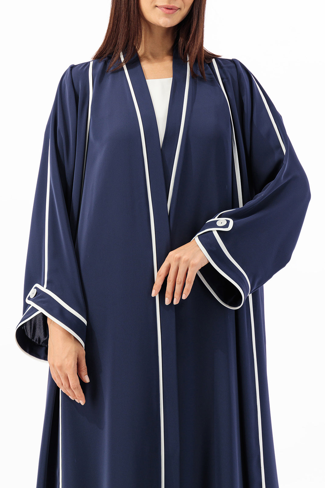 Contrast piping with overlapped side Abaya