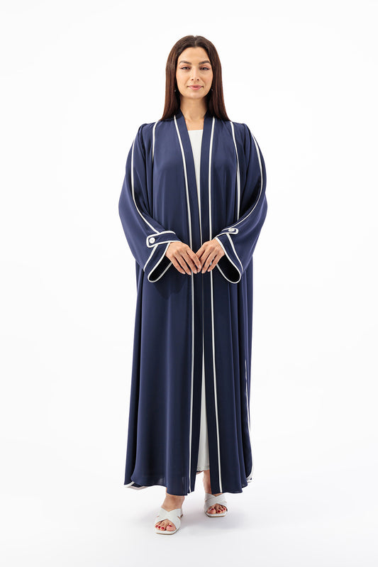 Contrast piping with overlapped side Abaya