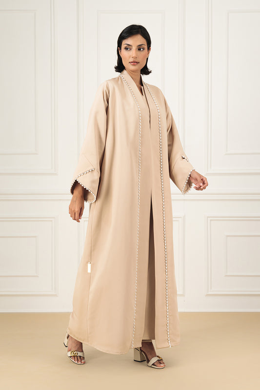 Classic textured set abaya with pearls
