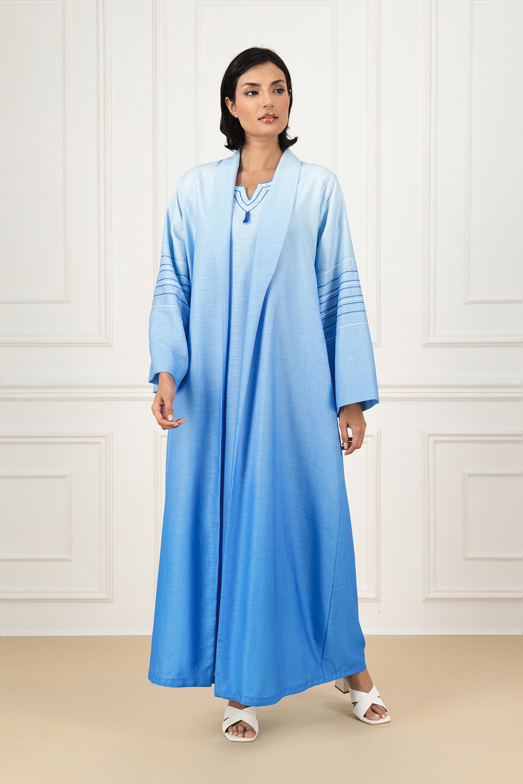 Ombre linen abaya set