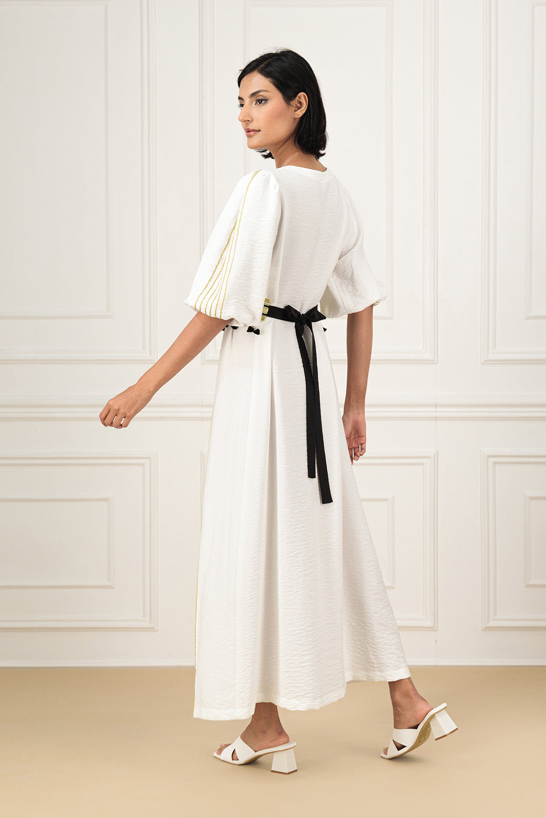 Linen belted dress