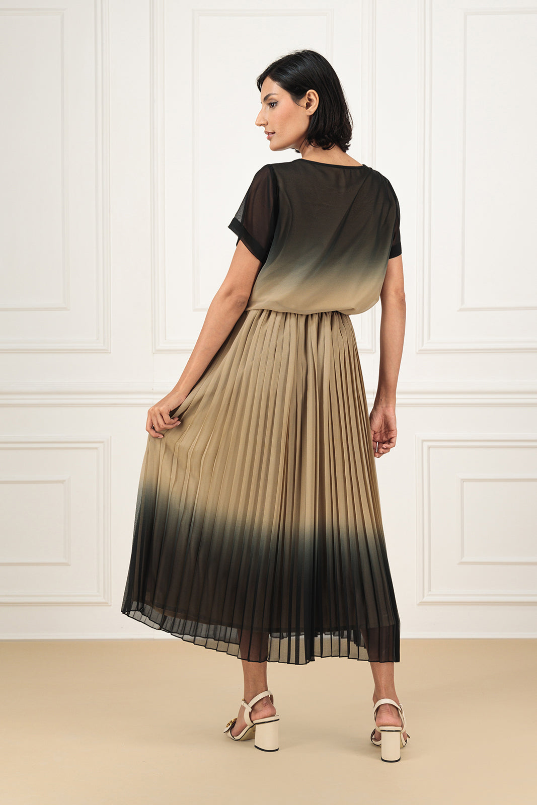 Ombre chiffon shirt and skirt (SET)