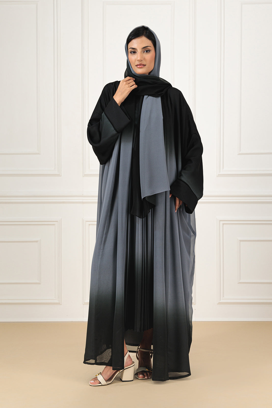 Ombre chiffon Farasha Abaya with shirt and skirt (SET)