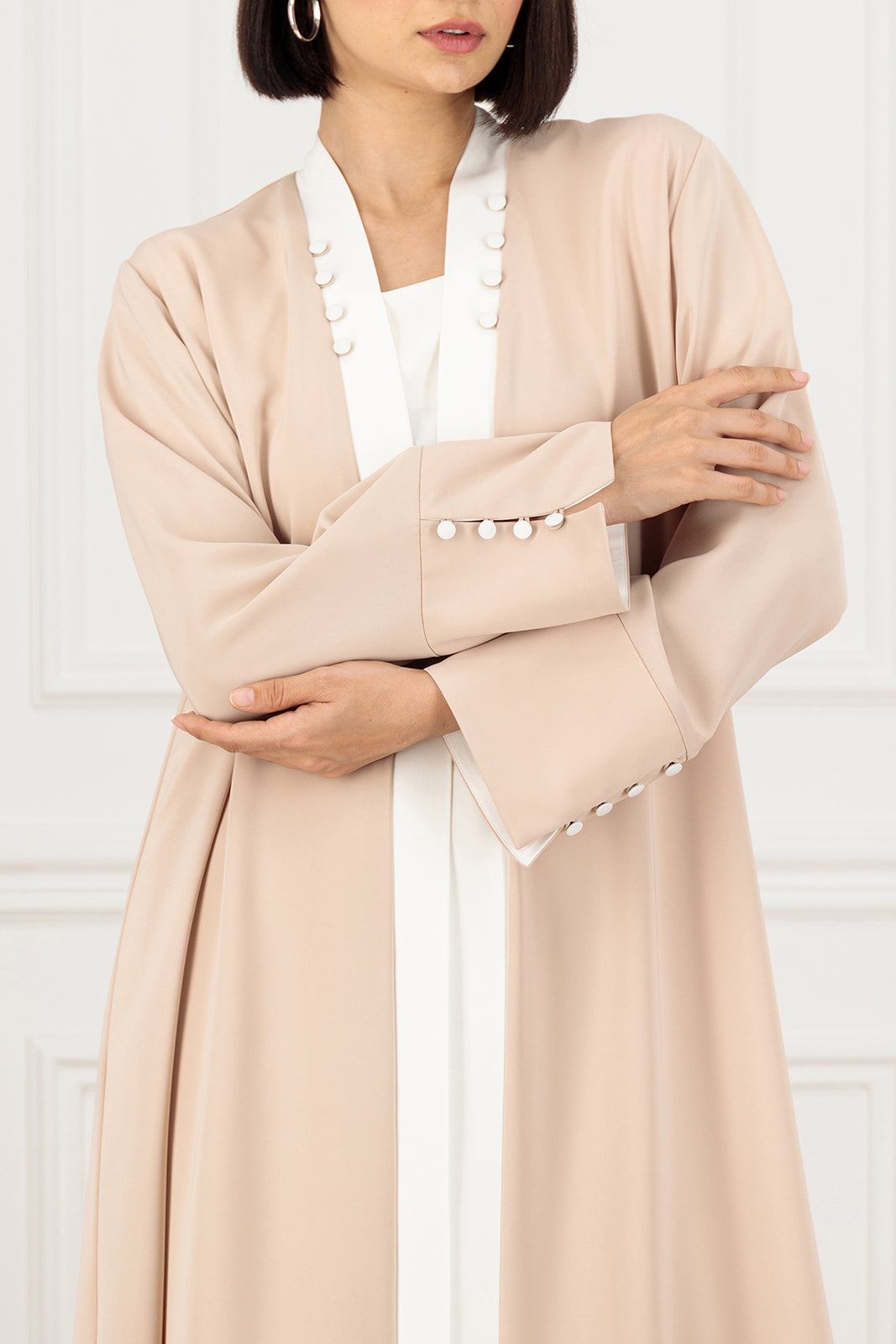 Straight cut Abaya with contrast color block