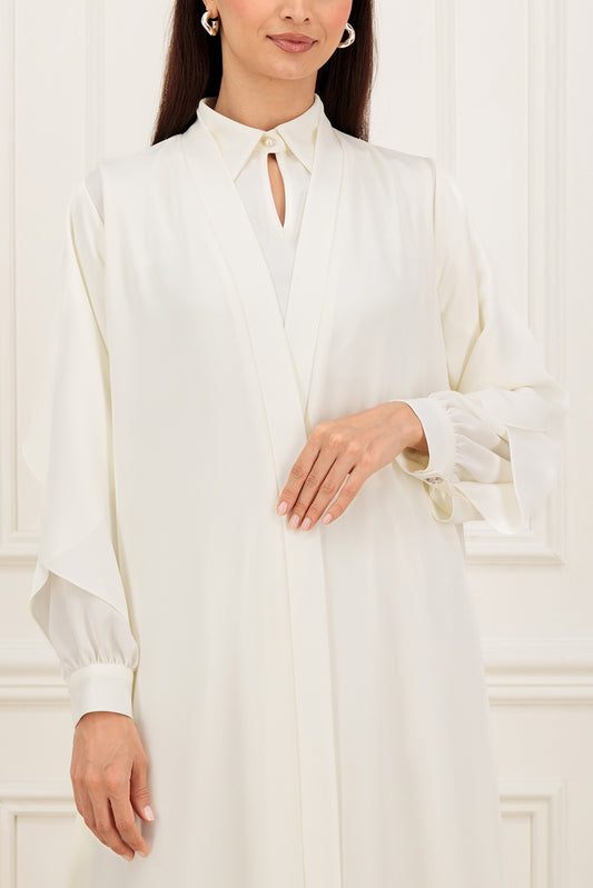 Overlapped sleeves abaya with Shirt collar dress (SET)