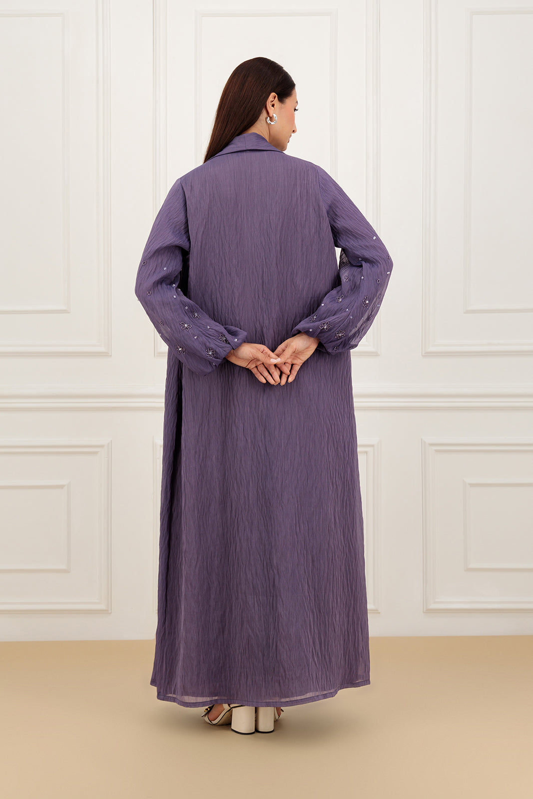 Classic organza abaya with embellishment