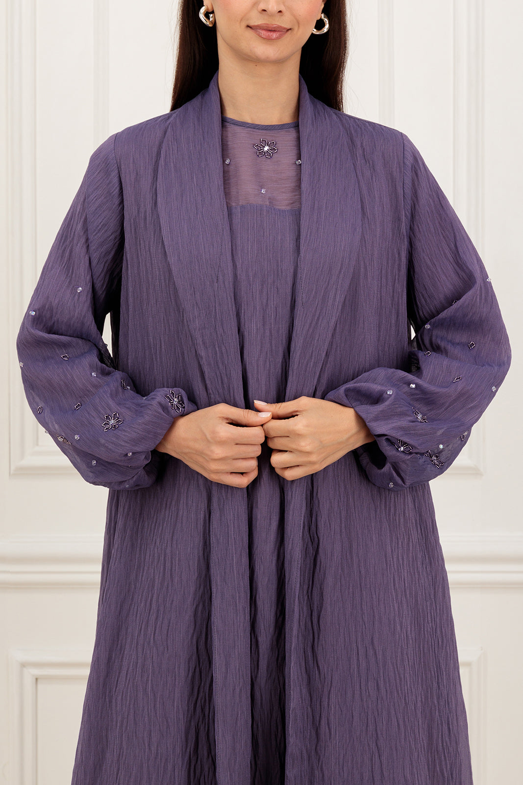 Classic organza abaya with embellishment