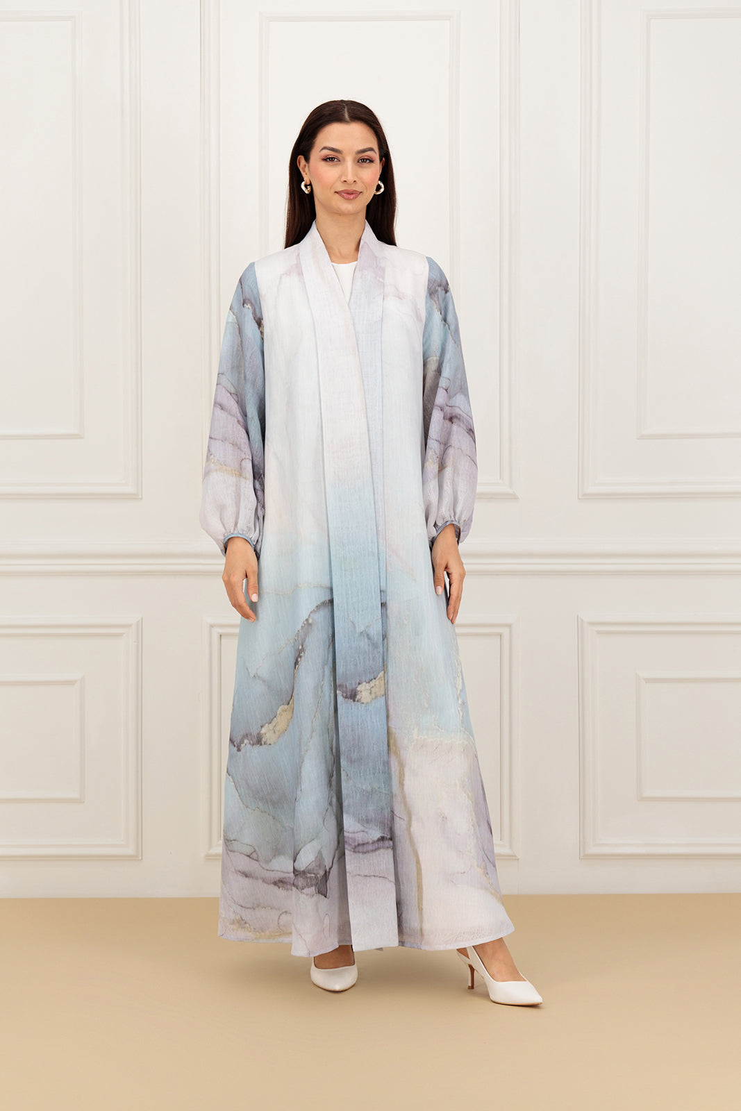 Organza marble printed abaya