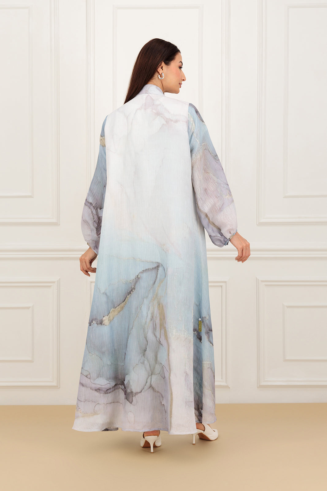 Organza marble printed abaya