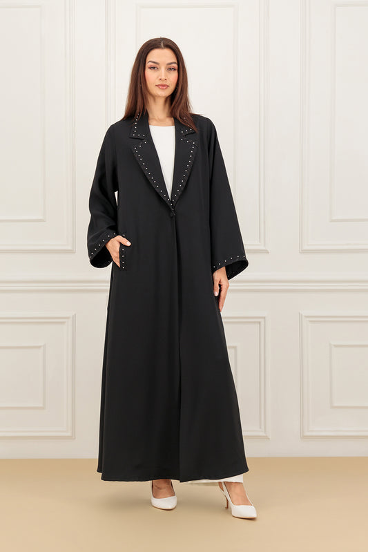 Jacket abaya with pearl on the collar