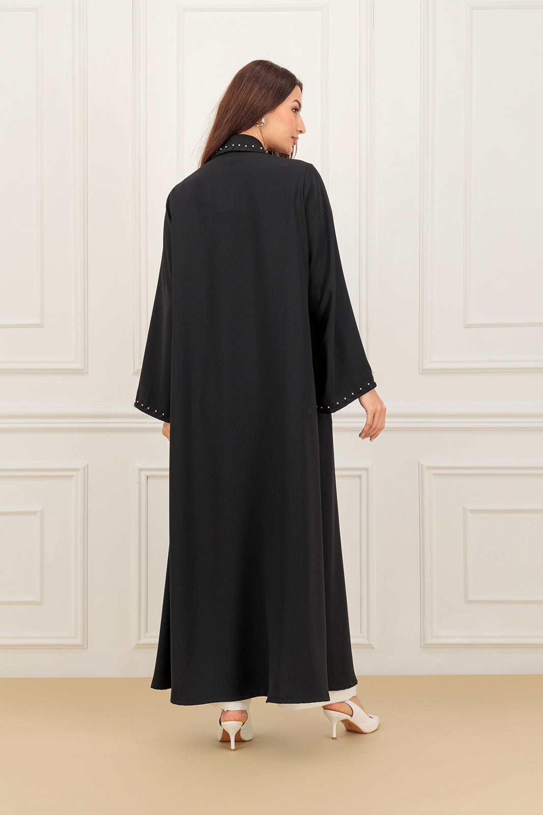 Jacket abaya with pearl on the collar