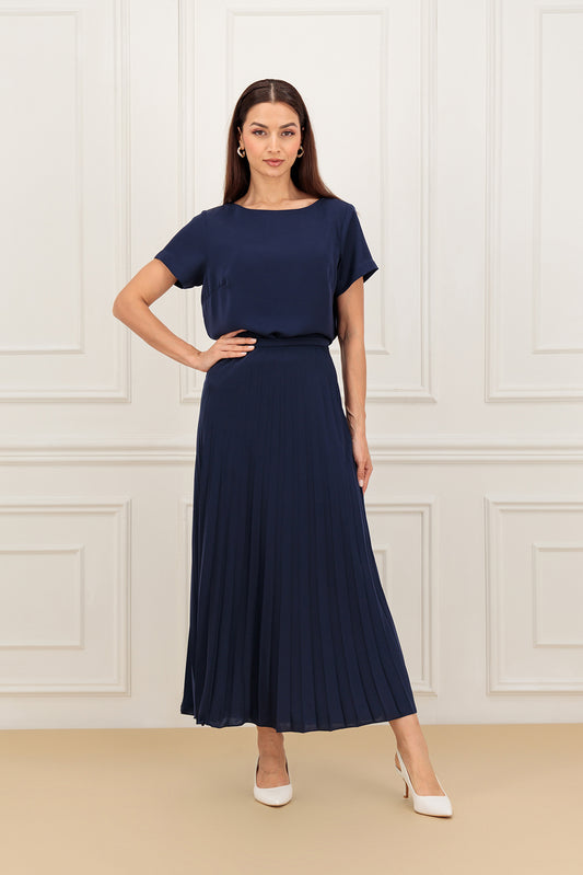 Plain top and Pleated skirt (SET)