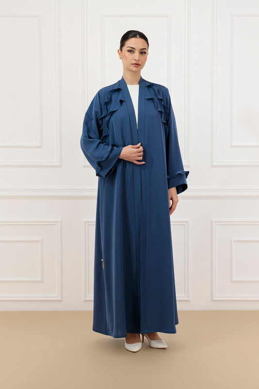 Bodice ruffled abaya with back box pleat