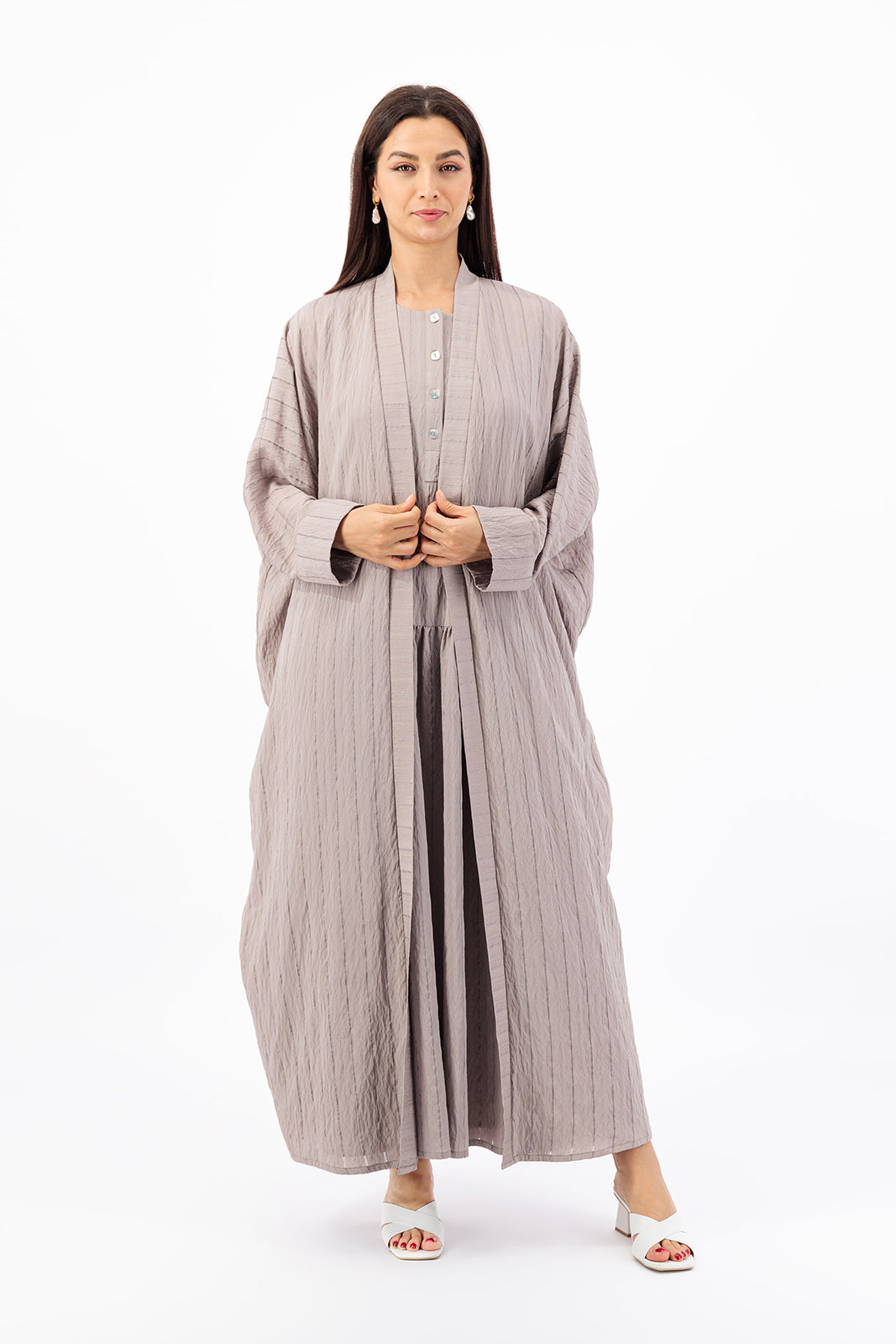 Striped Farasha cut abaya and dress (SET)