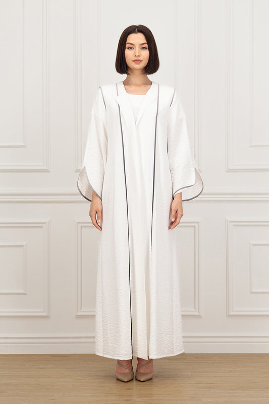 Round neck Ombre piping detail Abaya