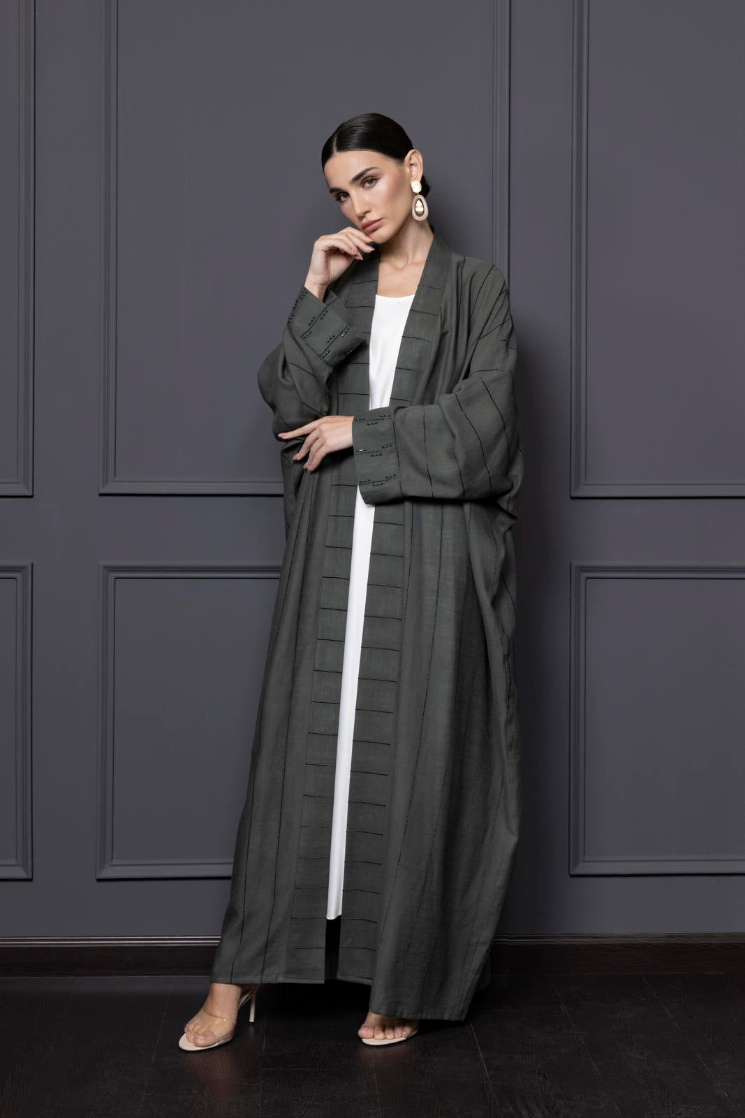 Striped Linen Farasha Abaya