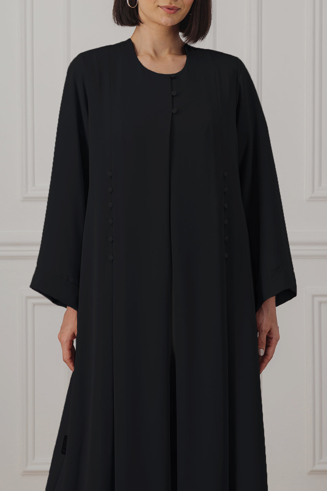 Straight cut Abaya with covered button detail